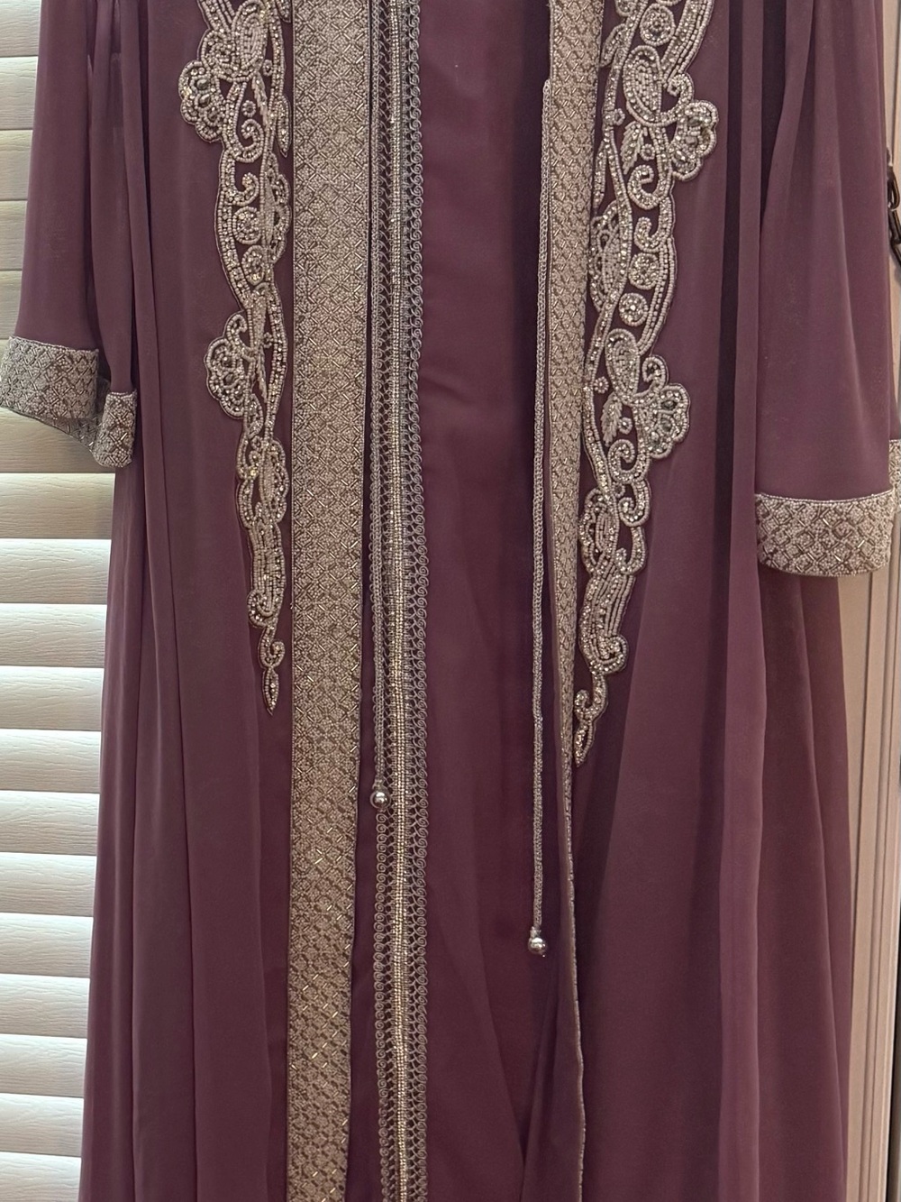 Embellished Plum Open-Front Women’s dress two piece